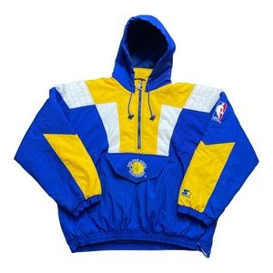 VTG 90's Starter Golden State Warriors NBA Puffy Pullover Jacket Men's SZ XL